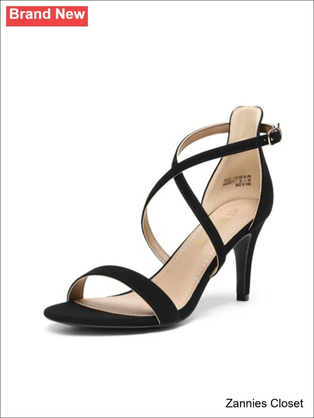 ✨ Women Strappy Stiletto Dress Sandals Open Toe Buckle Faux Suede